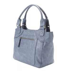 Bueno Hobo Shoulder Handbag Pebble Washed Faux Leather Purse Chambray Color NWOT